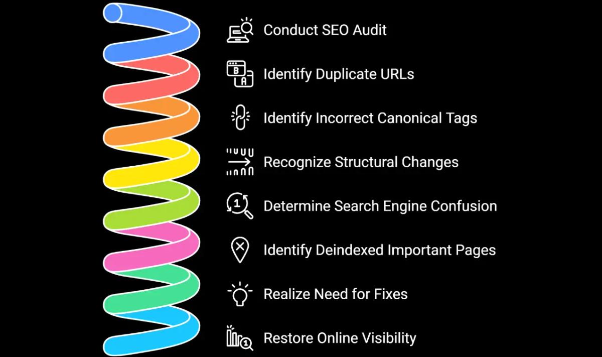 Insights showing strategy used for identifying the issues of website for organic growth of Monica.im