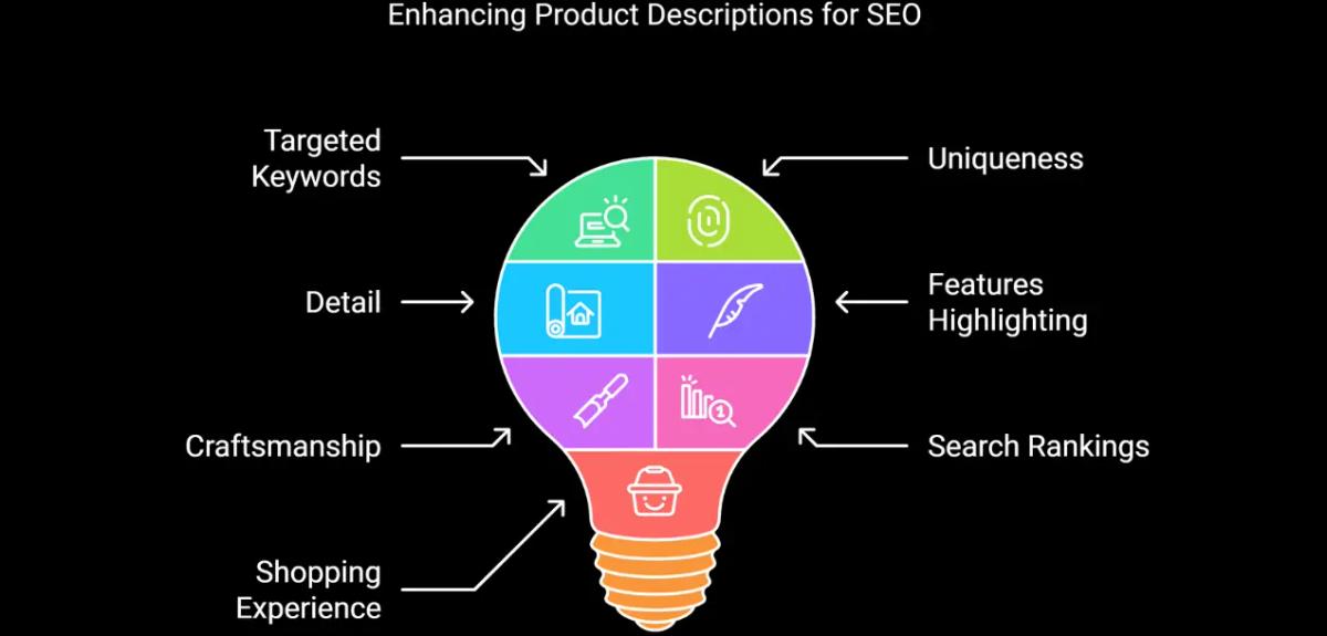 Insights showing strategy used for optimizing product descriptions of Eric Originals