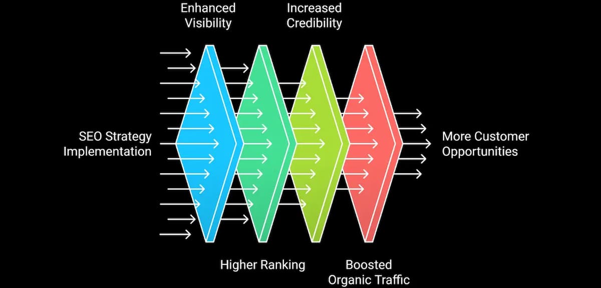 Infographic showing strategy for increased visibility for Squarespace